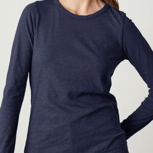 Velvet by Graham & Spencer Med. Lizzie original slub long sleeve tee shadow (blu